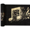 Santex muziek thema tafelloper op rol - 5 m x 30 cm - zwart/goud - non woven polyester - Feesttafelkleden