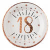 Santex Verjaardag feest bordjes leeftijd - 10x - 18 jaar - rose goud - karton - 22 cm - Feestbordjes