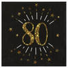 Santex Verjaardag feest servetten leeftijd - 10x - 80 jaar - goud - 33 x 33 cm - Feestservetten
