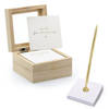 Gastenboek/huwelijksadvies box met luxe pen in houder - Bruiloft - wit/goud - 10 x 6 cm - Gastenboeken