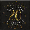 Santex Verjaardag feest servetten leeftijd - 10x - 20 jaar - goud - 33 x 33 cm - Feestservetten