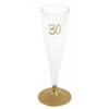 Santex Verjaardag feest champagneglazen - leeftijd - 6x - 30 jaar - goud - kunststof - Champagneglazen