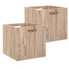 5Five Houten kistje/Opbergmand - 2x - hout - 31 x 31 x 31 cm - 29 liter - inklapbaar - Opbergkisten