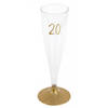 Santex Verjaardag feest champagneglazen - leeftijd - 6x - 20 jaar - goud - kunststof - Champagneglazen
