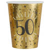 Santex Verjaardag feest bekertjes leeftijd - 10x - 50 jaar - goud - karton - 270 ml - Feestbekertjes