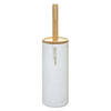 WC-/toiletborstel met houder rond wit met marmer effect kunststof/bamboe 38 cm - Toiletborstels