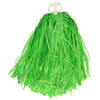Funny Fashion Cheerballs/pompoms - 1x - groen - met franjes en ring handgreep - 28 cm - Verkleedattributen