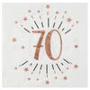 Santex Verjaardag feest servetten leeftijd - 10x - 70 jaar - rose goud - 33 x 33 cm - Feestservetten