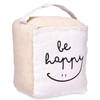 Giftdecor Deurstopper - 1 kilo - beige - canvas - Be happy -A 14,5 x 16 x 19 cm - Deurstoppers