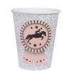 Santex feest wegwerp bekertjes - paarden - 10x stuks - 270 ml - lichtgrijs/roze - karton - Feestbekertjes
