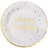 Santex Verjaardag feest bordjes happy birthday - 10x - wit - karton - 22 cm - rond - Feestbordjes