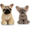 2x Pluche Franse Bulldog hond knuffeldier met puppy 15 en 25 cm - Knuffel huisdieren