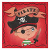 Santex piraten thema feest servetten - 20x stuks - 33 x 33 cm - rood/bruin - dubbelzijdig - Feestservetten