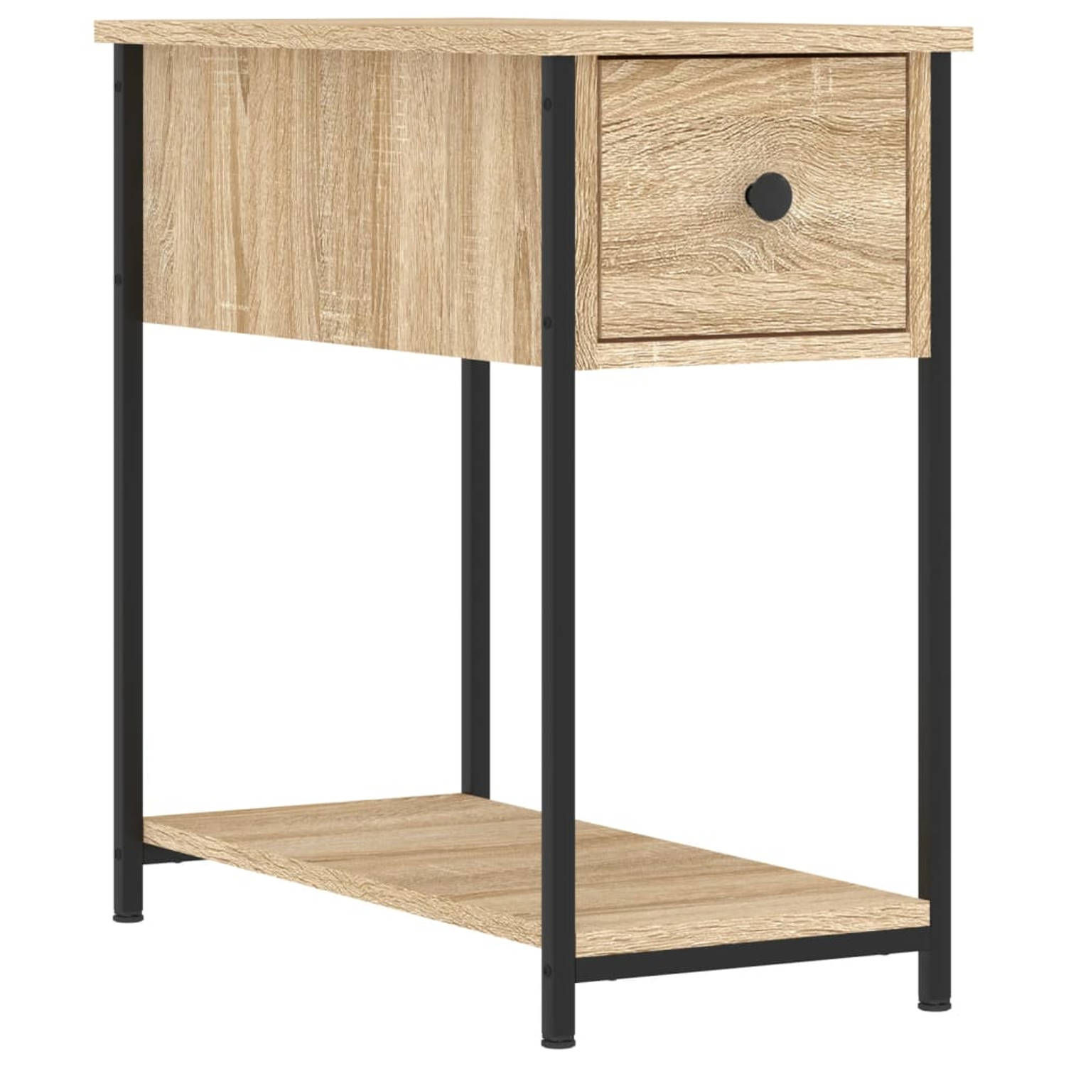 The Living Store Nachtkastje - Sonoma Eiken - 30 x 60 x 60 cm - Duurzaam bewerkt hout en ijzer