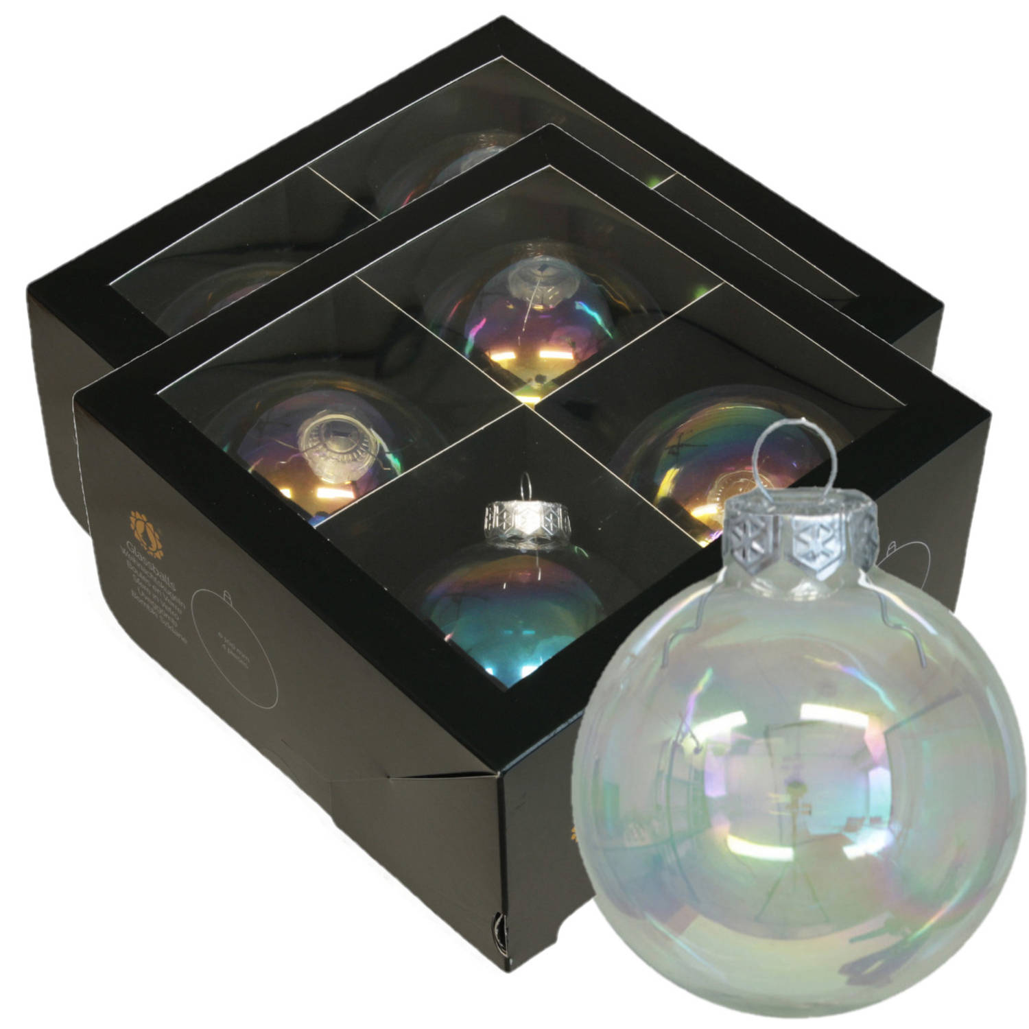 Kerstballen 8x stuks transparant parelmoer glas 10 cm Kerstbal