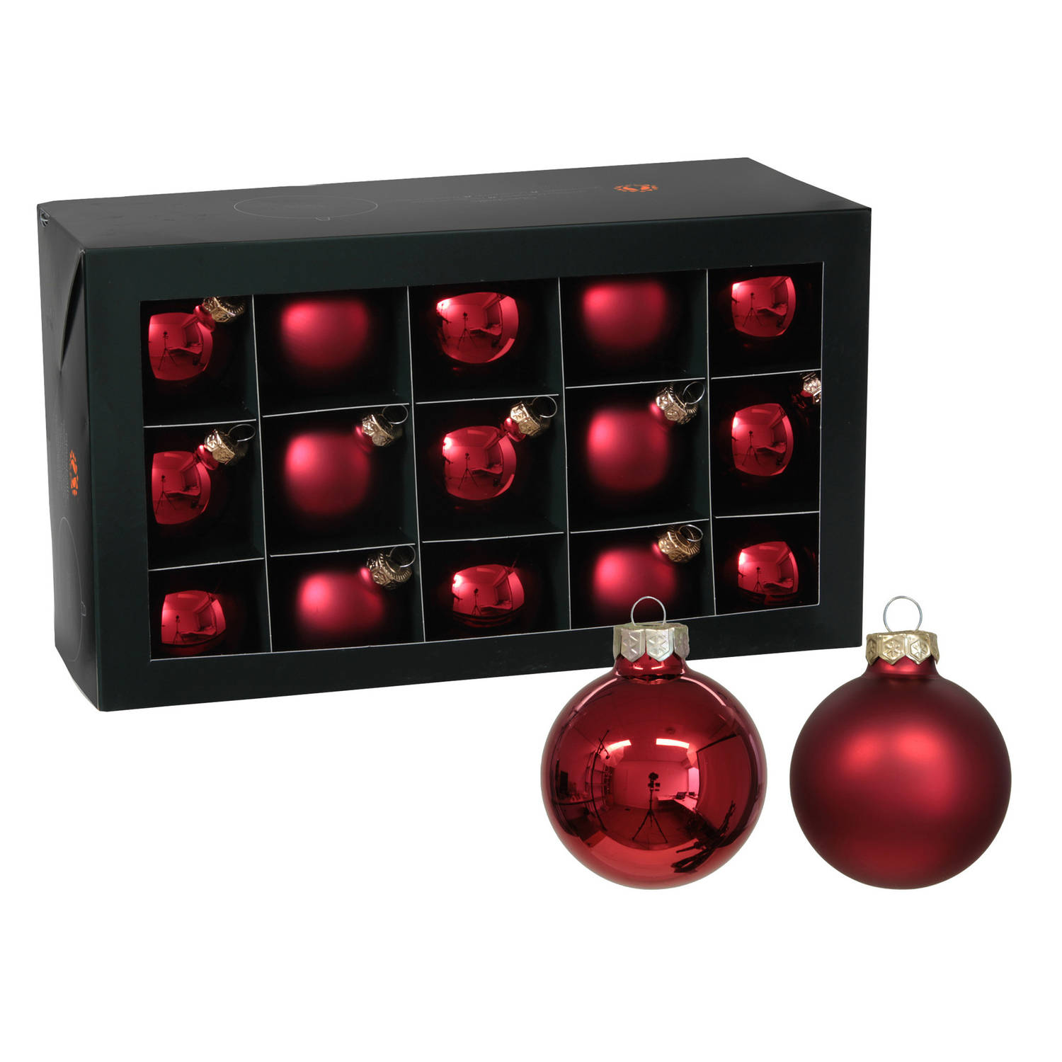 Othmar Decorations kerstballen - 36x - rood - glas - 6 cm - glans/mat
