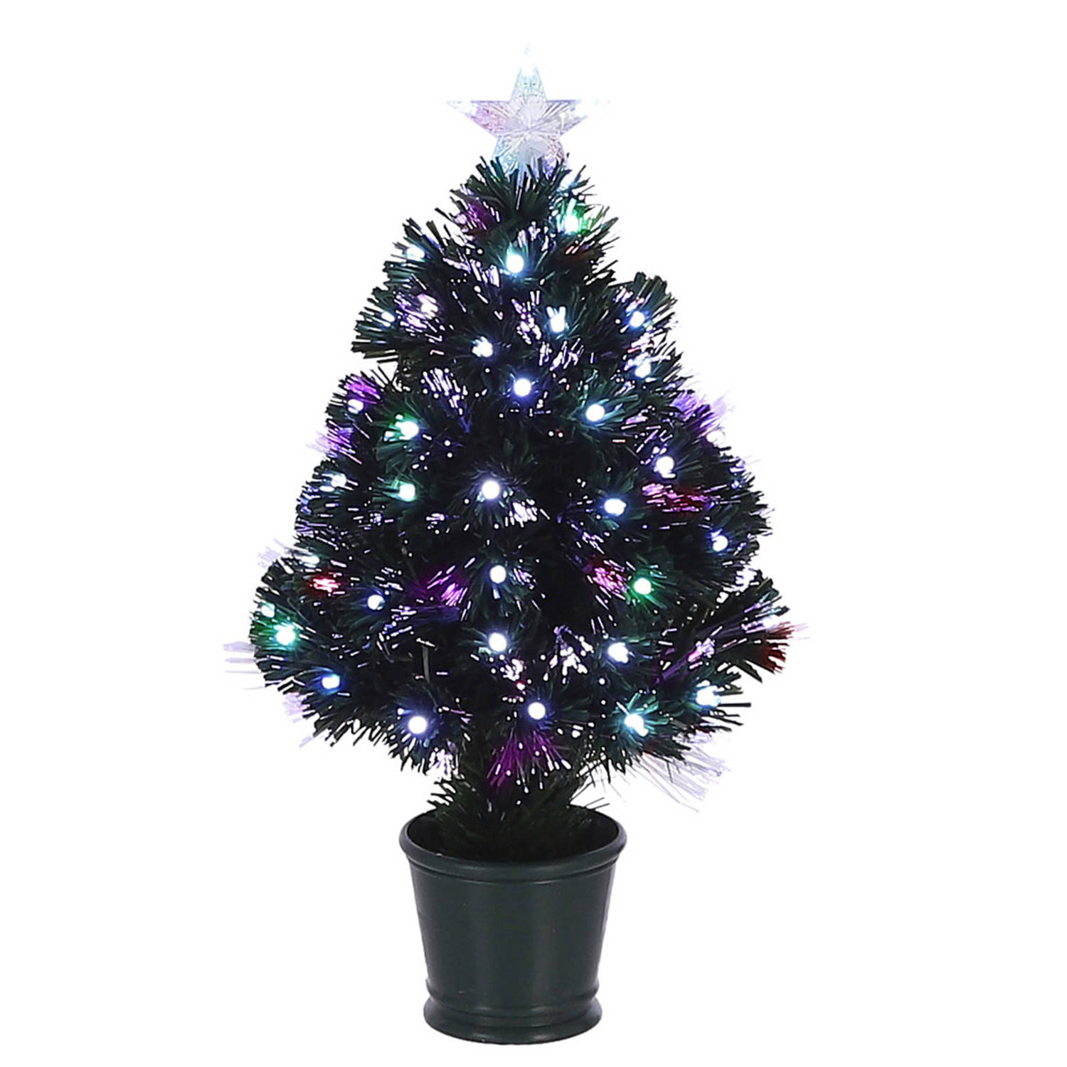 Fiber Optic Kerstboom-kunst Kerstboom Met Verlichting En Piek Ster 60 Cm Kunstkerstboom