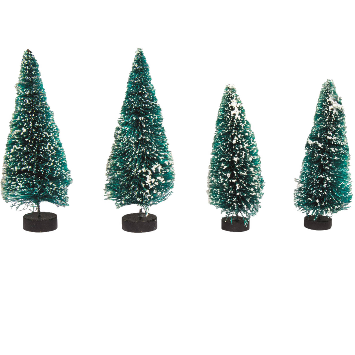 Rayher hobby kerstdorp miniatuur boompjes 4x stuks 9 en 12 cm Kerstdorpen