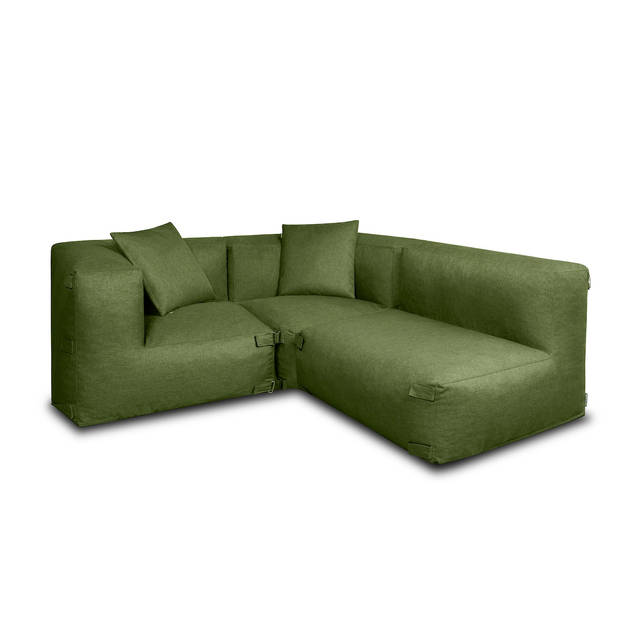 Feel Furniture - Binnen & Buiten bank - Odin - 4 Persoonsbank - Groen - Met Hocker