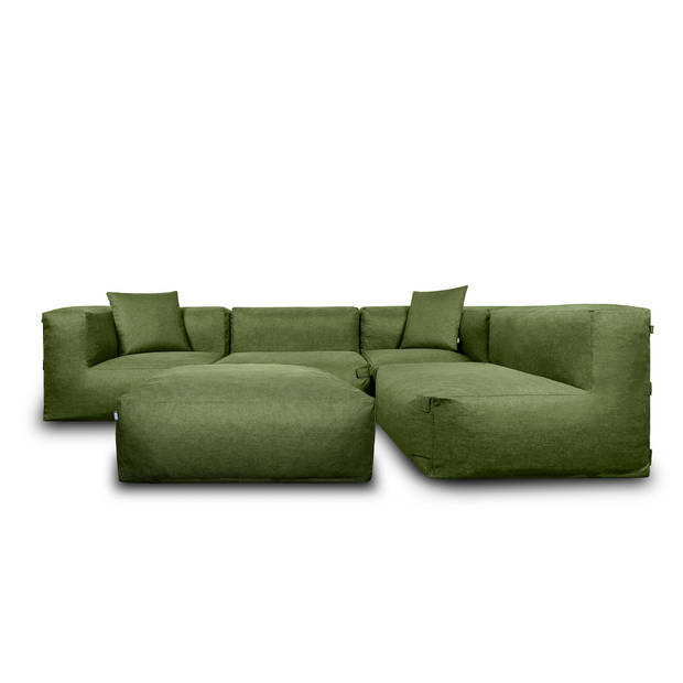 Feel Furniture - Binnen & Buiten bank - Odin - 4 Persoonsbank - Groen - Met Hocker