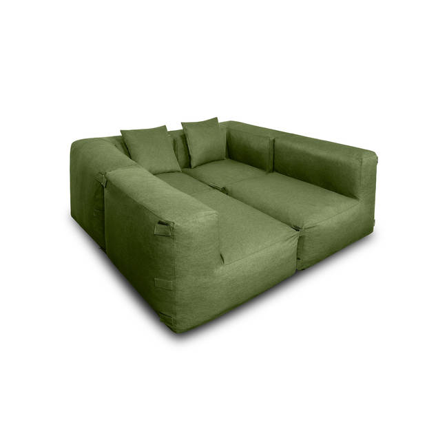 Feel Furniture - Binnen & Buiten bank - Odin - 4 Persoonsbank - Groen - Met Hocker