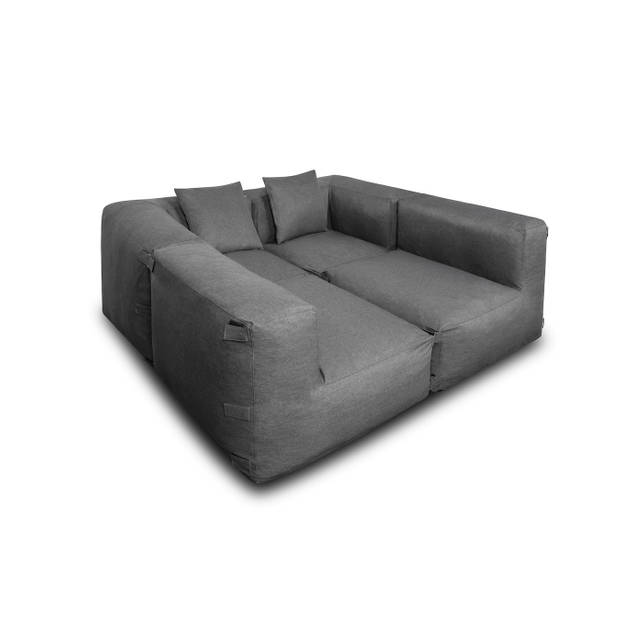 Feel Furniture - Binnen & Buiten bank - Odin - 4 Persoonsbank - Grijs - Met Hocker