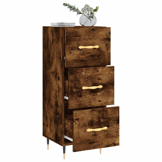 The Living Store Dressoir - s - Bijzetkast - 34.5 x 34 x 90 cm - Gerookt eiken