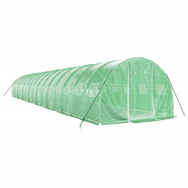 The Living Store Broeikas XXL - 16x3x2m - Groen - PE en gegalvaniseerd staal