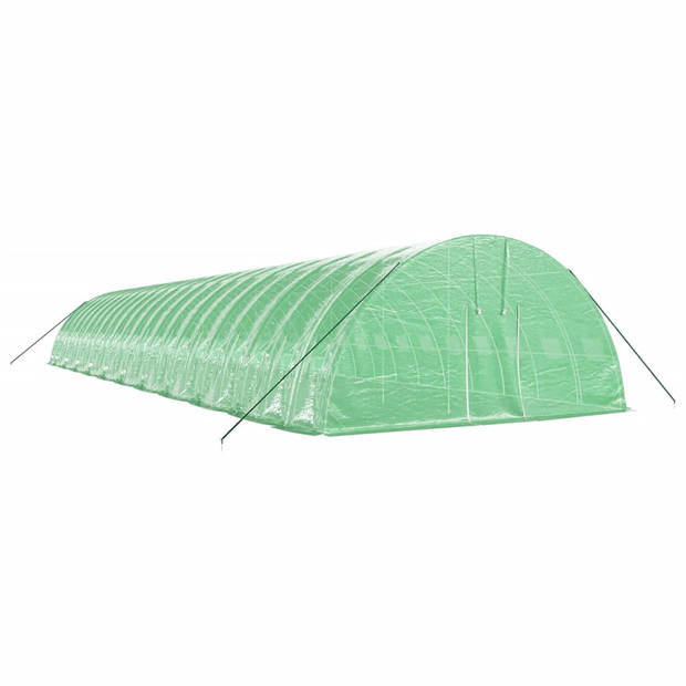 The Living Store Broeikas 22x6x2.85m - Groen - PE en gegalvaniseerd staal - UV-bestendig - Weerbestendig -