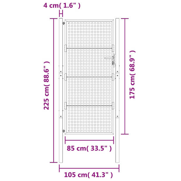 vidaXL Poort 105x225 cm staal antracietkleurig