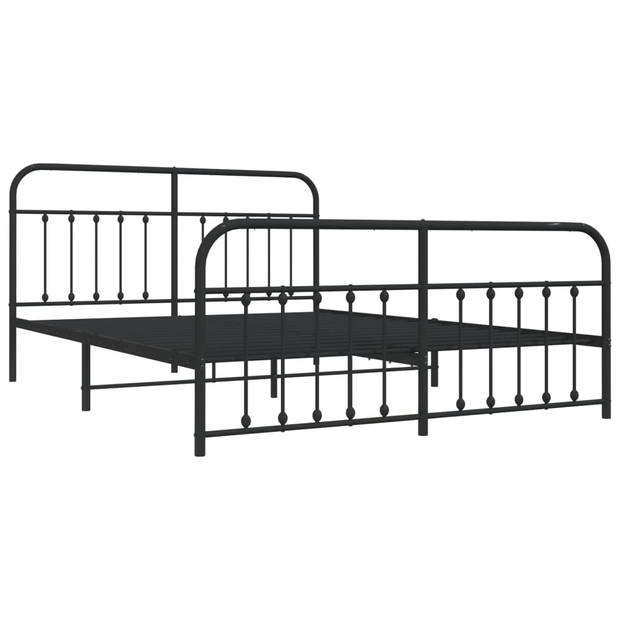 vidaXL Bedframe met hoofd- en voeteneinde metaal zwart 180x200 cm