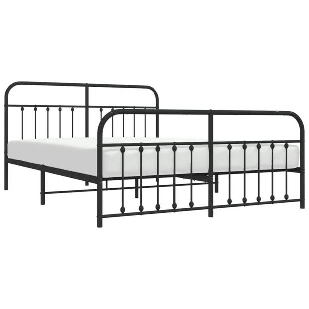 vidaXL Bedframe met hoofd- en voeteneinde metaal zwart 160x200 cm