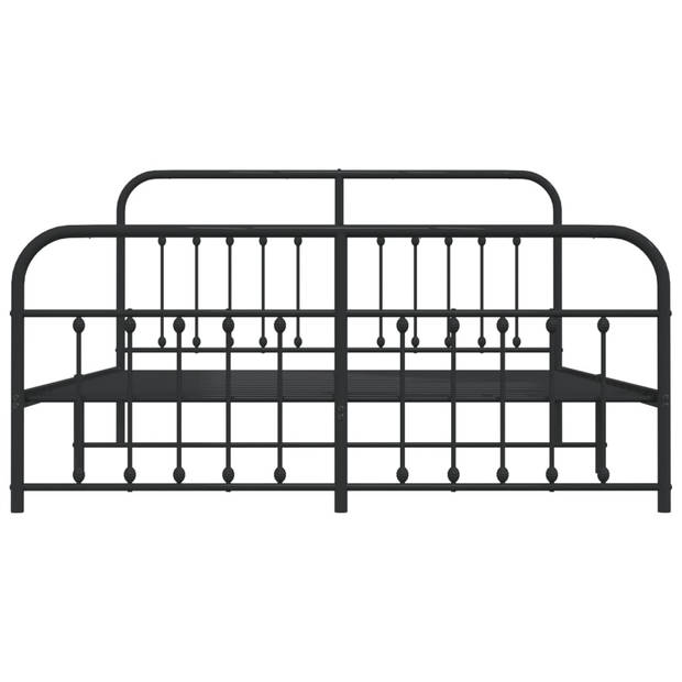 vidaXL Bedframe met hoofd- en voeteneinde metaal zwart 160x200 cm