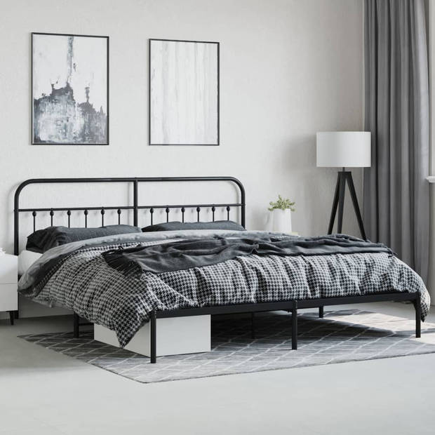 vidaXL Bedframe met hoofd- en voeteneinde metaal zwart 180x200 cm