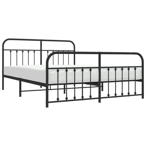 vidaXL Bedframe met hoofd- en voeteneinde metaal zwart 180x200 cm