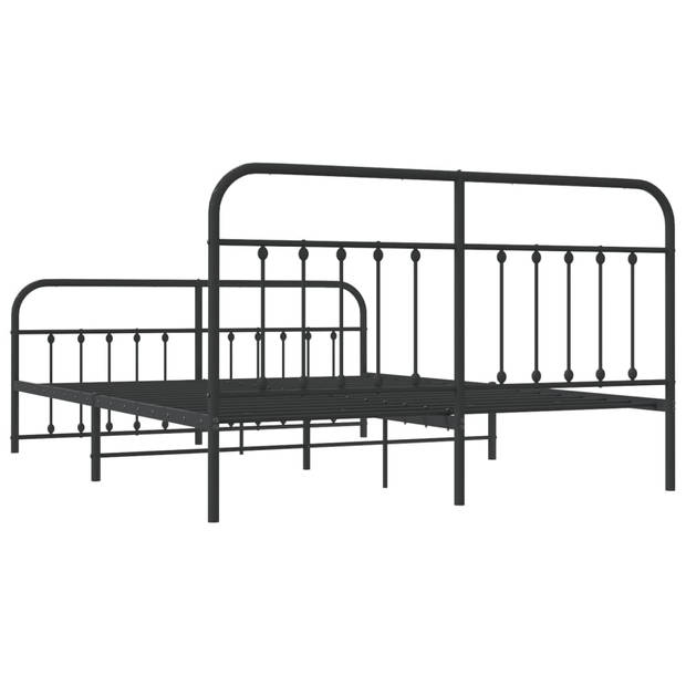 vidaXL Bedframe met hoofd- en voeteneinde metaal zwart 180x200 cm