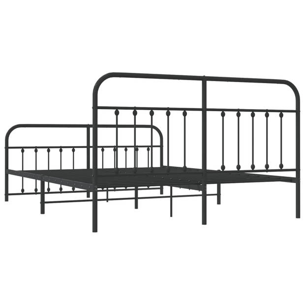 vidaXL Bedframe met hoofd- en voeteneinde metaal zwart 160x200 cm