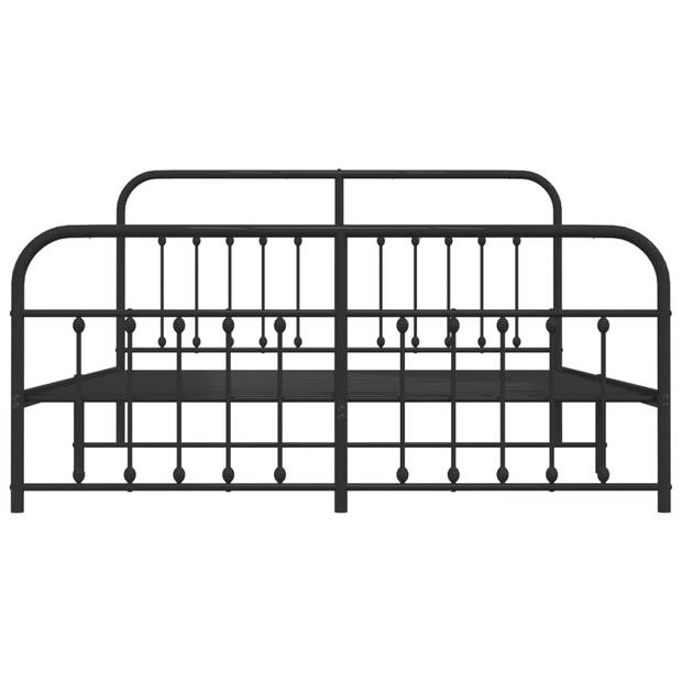 vidaXL Bedframe met hoofd- en voeteneinde metaal zwart 180x200 cm