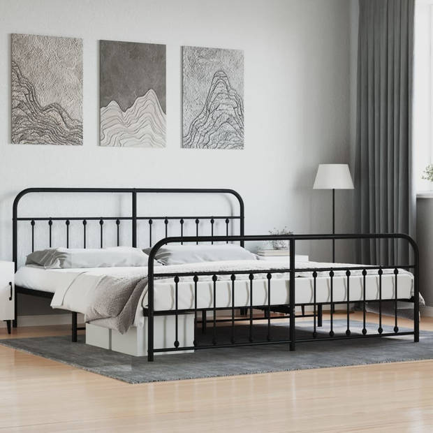 vidaXL Bedframe met hoofd- en voeteneinde metaal zwart 193x203 cm