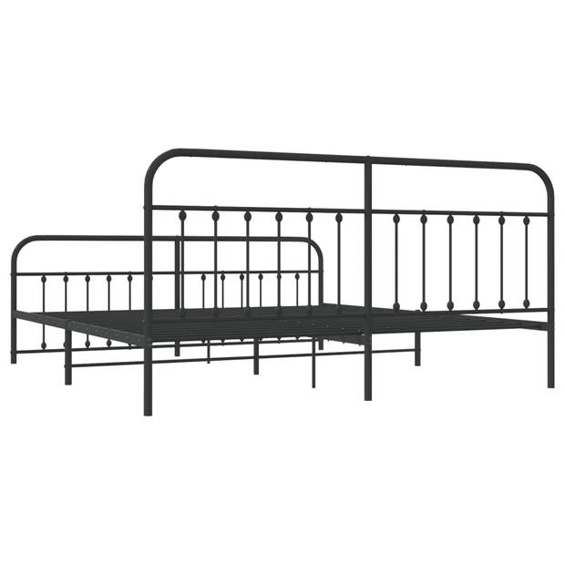 vidaXL Bedframe met hoofd- en voeteneinde metaal zwart 193x203 cm