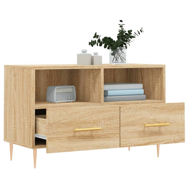 The Living Store TV-meubel - Sonoma eiken - 80x36x50 cm - Opbergruimte en Presenteerfunctie