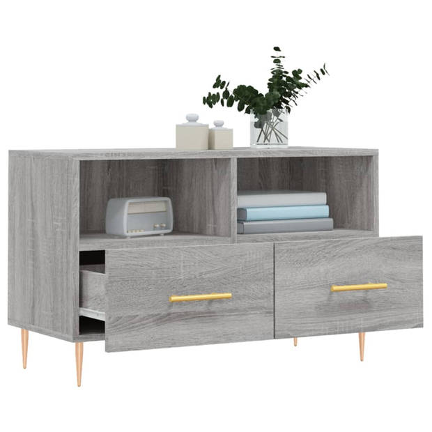 The Living Store TV-meubel - Grijs sonoma eiken - 80 x 36 x 50 cm - Stevig materiaal