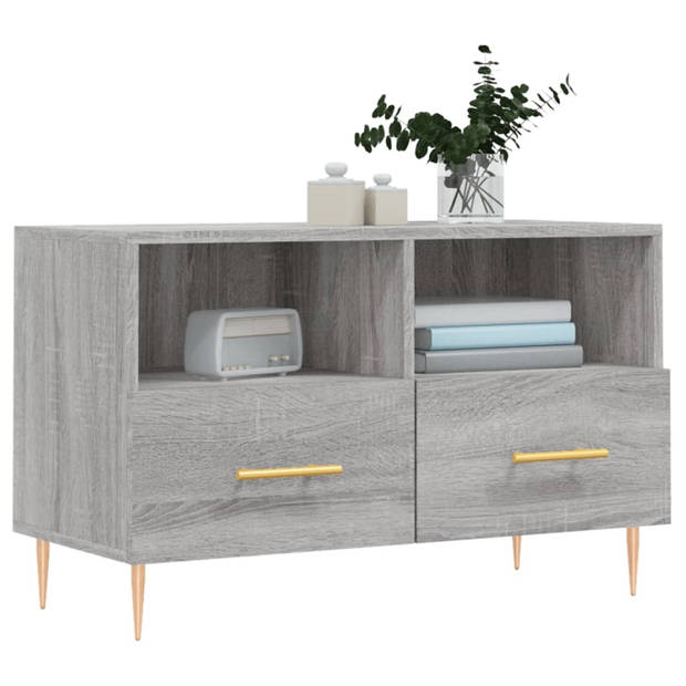 The Living Store TV-meubel - Grijs sonoma eiken - 80 x 36 x 50 cm - Stevig materiaal