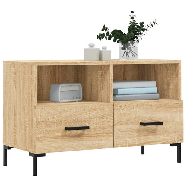 The Living Store TV-meubel Sonoma Eiken - 80 x 36 x 50 cm - Bewerkt hout en ijzer