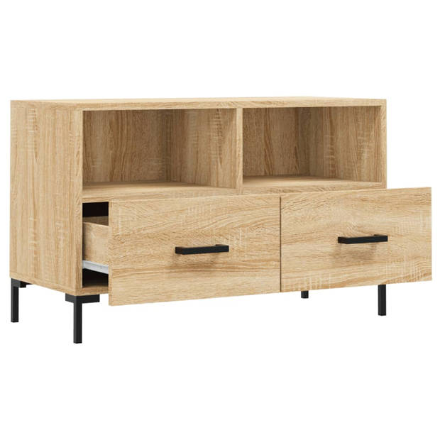 The Living Store TV-meubel Sonoma Eiken - 80 x 36 x 50 cm - Bewerkt hout en ijzer