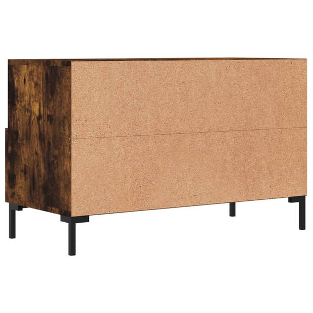 The Living Store Tv-meubel - Gerookt Eiken - 80 x 36 x 50 cm - Bewerkt Hout en IJzer