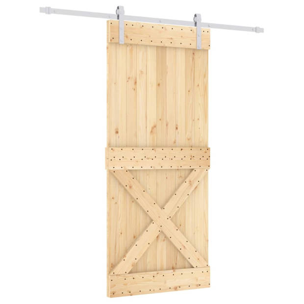 vidaXL Schuifdeur met beslag 90x210 cm massief grenenhout