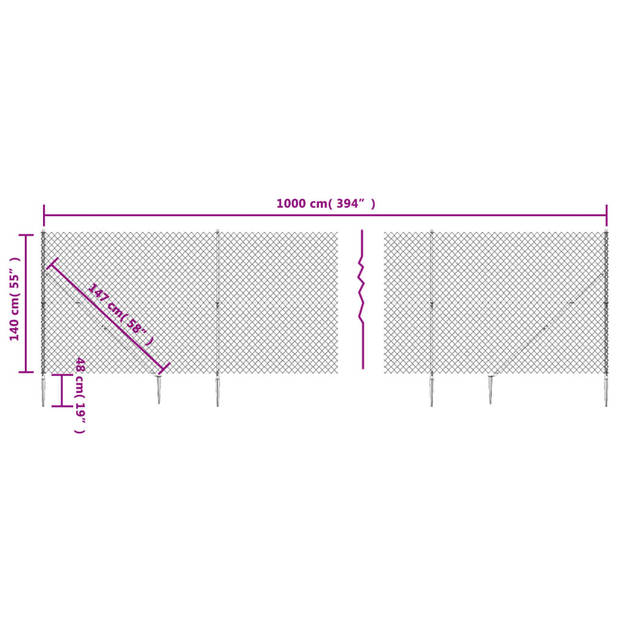 vidaXL Gaashek met grondankers 1,4x10 m antracietkleurig