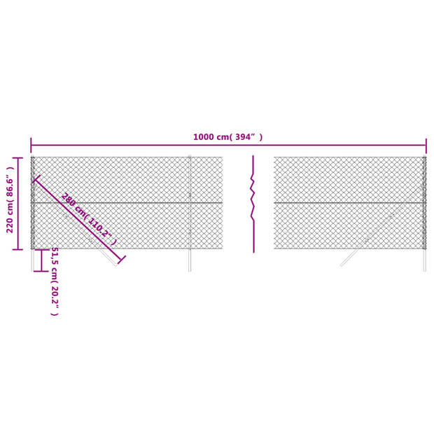 vidaXL Gaashek 2,2x10 m groen