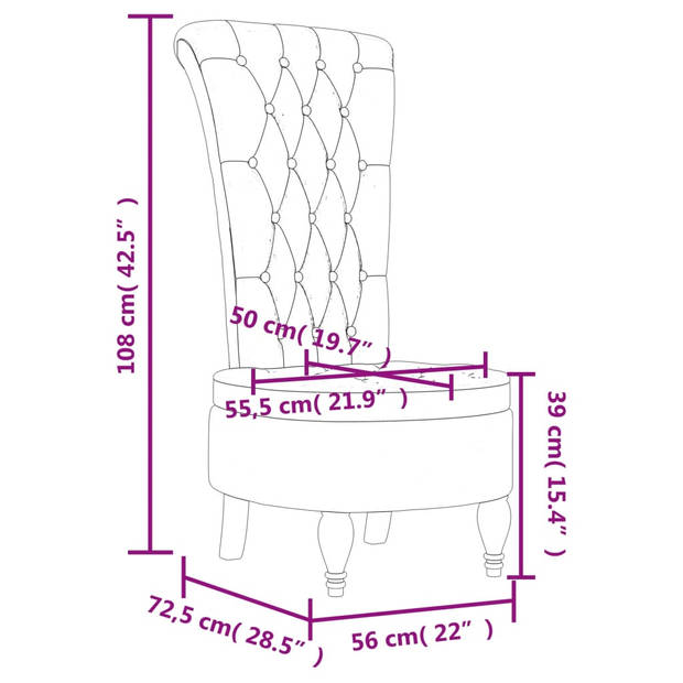 vidaXL Stoel hoge rugleuning met knopen fluweel donkergrijs